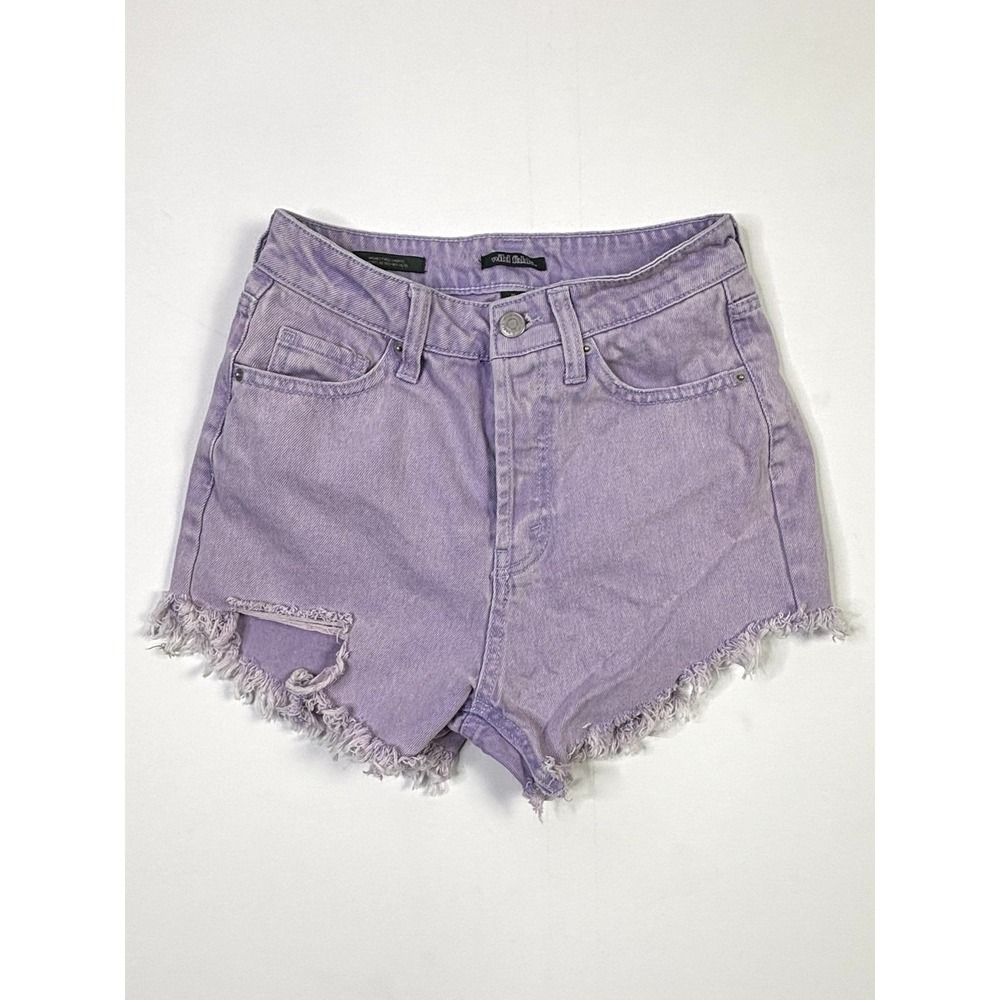 Wild Fable Denim Shorts Womens 00 Highest Rise Cut-Off Purple Jean Button-Fly